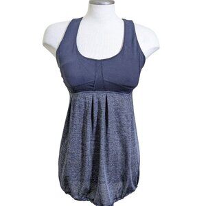 Lululemon Run Your Heart Out Tank Top Black Gray Tie Bottom Womens Size 10 Gym